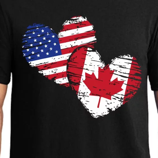 American Canadian Flag Heart Valentines Day Gift Canada Pajama Set