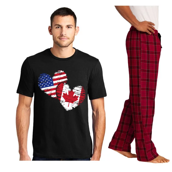 American Canadian Flag Heart Valentines Day Gift Canada Pajama Set