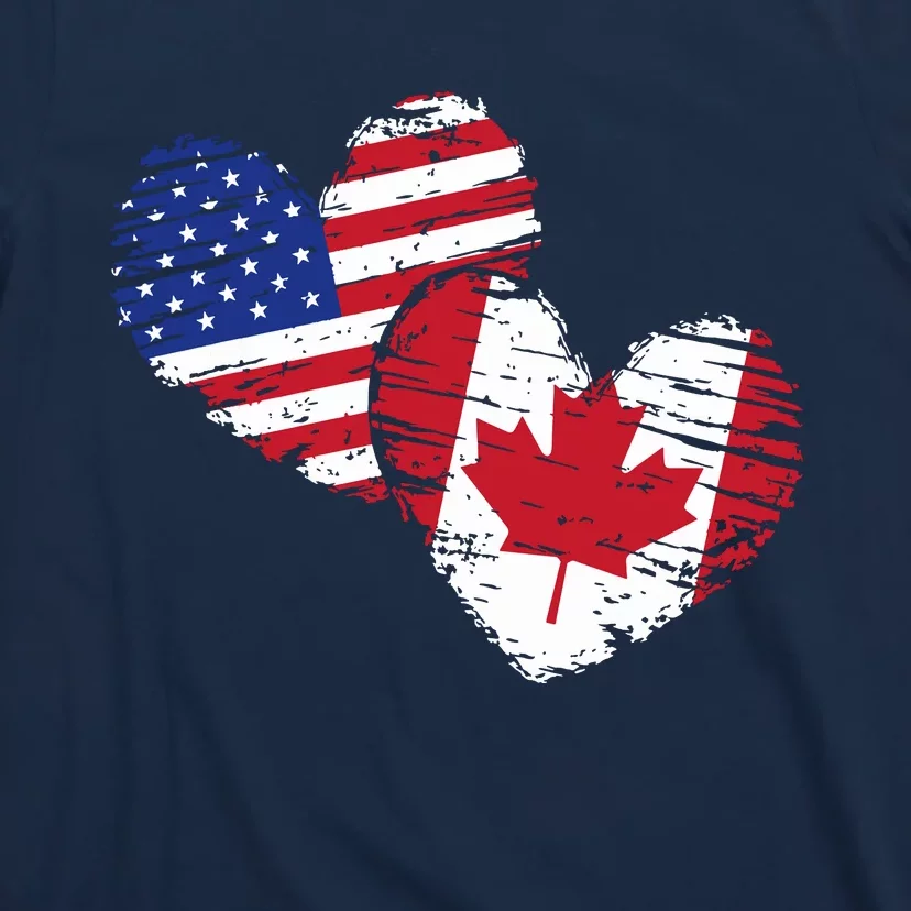 American Canadian Flag Heart Valentines Day Gift Canada T-Shirt