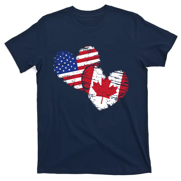 American Canadian Flag Heart Valentines Day Gift Canada T-Shirt