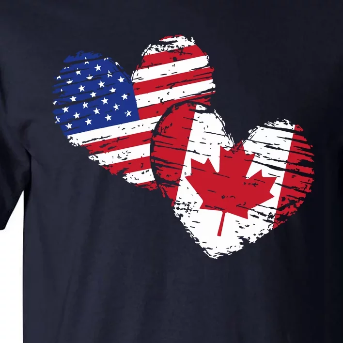 American Canadian Flag Heart Valentines Day Gift Canada Tall T-Shirt