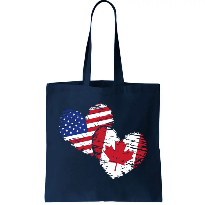 American Canadian Flag Heart Valentines Day Gift Canada Tote Bag