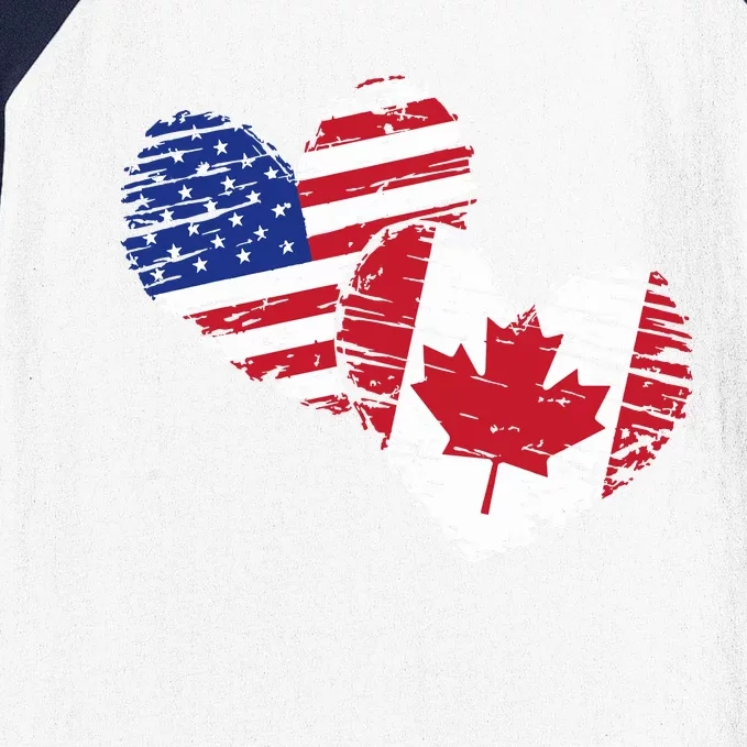 American Canadian Flag Heart Valentines Day Gift Canada Baseball Sleeve Shirt