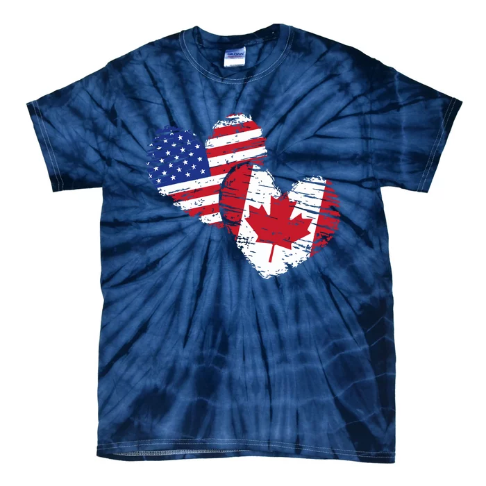 American Canadian Flag Heart Valentines Day Gift Canada Tie-Dye T-Shirt