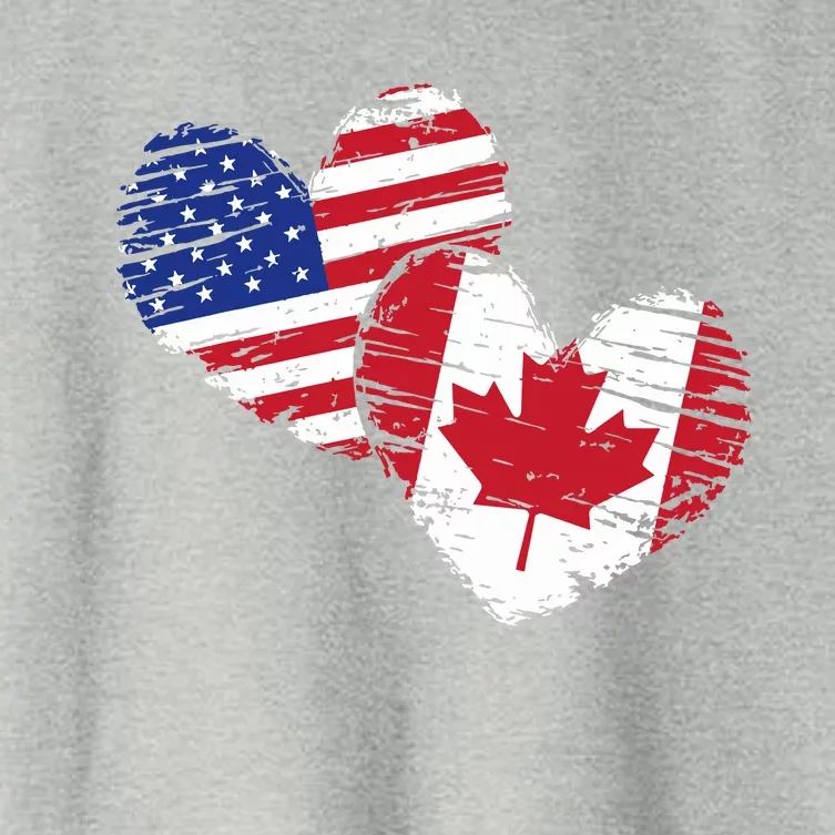 American Canadian Flag Heart Valentines Day Gift Canada Women's Crop Top Tee