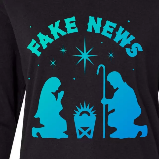 Atheist Christmas Fake News Nativity Scene Anti Xmas Gift Womens Cotton Relaxed Long Sleeve T-Shirt