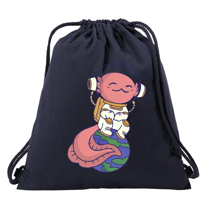 Axolotl Cute Funny Axolotl Lover Earth Space Space Gift Drawstring Bag