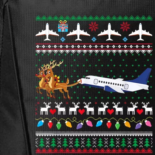 Airplane Christmas Funny Ugly Xmas Sweater Pilot Xmas Cool Gift City Backpack