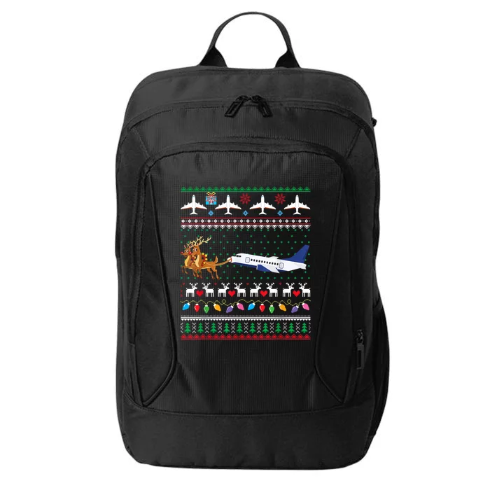 Airplane Christmas Funny Ugly Xmas Sweater Pilot Xmas Cool Gift City Backpack