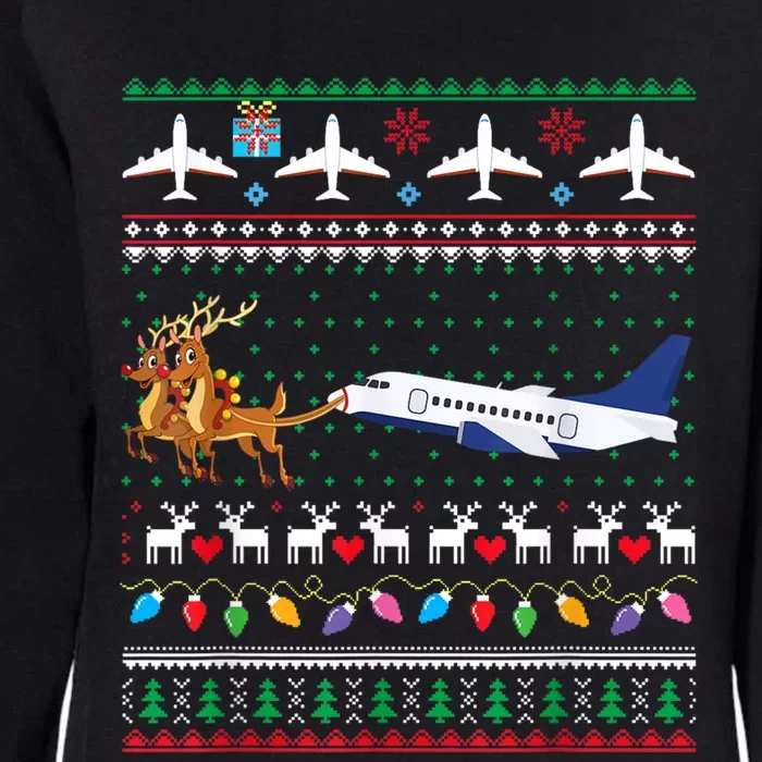 Airplane Christmas Funny Ugly Xmas Sweater Pilot Xmas Cool Gift Womens California Wash Sweatshirt