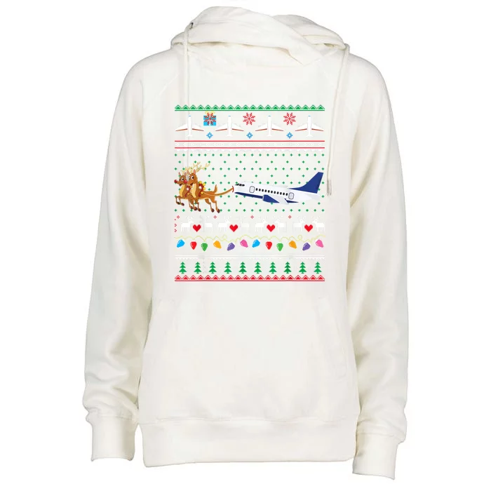 Airplane Christmas Funny Ugly Xmas Sweater Pilot Xmas Cool Gift Womens Funnel Neck Pullover Hood