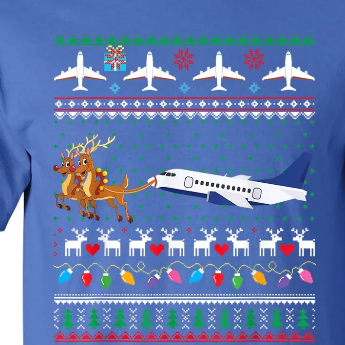 Airplane Christmas Funny Ugly Xmas Sweater Pilot Xmas Cool Gift Tall T-Shirt