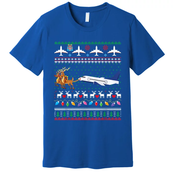 Airplane Christmas Funny Ugly Xmas Sweater Pilot Xmas Cool Gift Premium T-Shirt