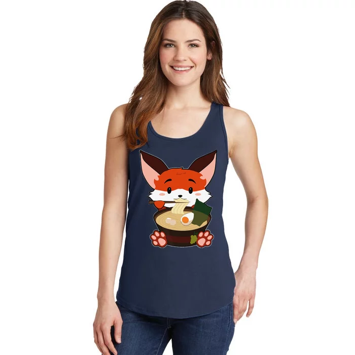 Anime Cute Fox Japanese Ramen Noodles Kawaii Gift Ladies Essential Tank