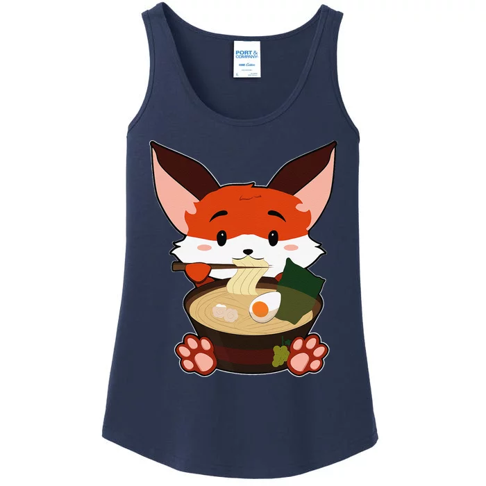 Anime Cute Fox Japanese Ramen Noodles Kawaii Gift Ladies Essential Tank