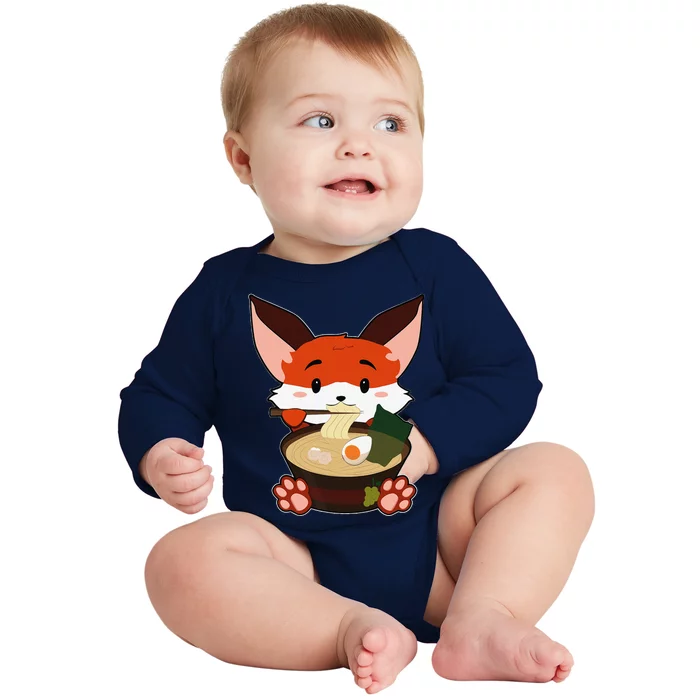 Anime Cute Fox Japanese Ramen Noodles Kawaii Gift Baby Long Sleeve Bodysuit