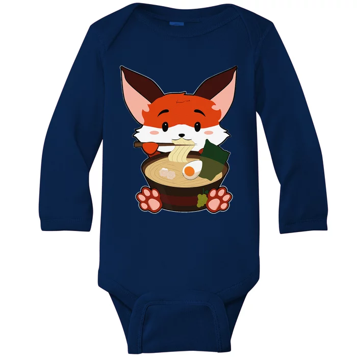 Anime Cute Fox Japanese Ramen Noodles Kawaii Gift Baby Long Sleeve Bodysuit