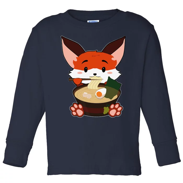 Anime Cute Fox Japanese Ramen Noodles Kawaii Gift Toddler Long Sleeve Shirt