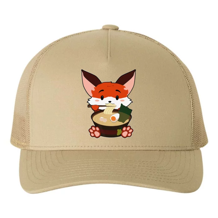 Anime Cute Fox Japanese Ramen Noodles Kawaii Gift Yupoong Adult 5-Panel Trucker Hat