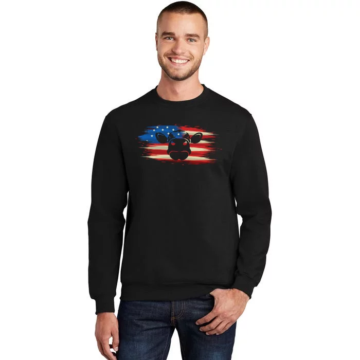 American Cow Flag 4th Of July Funny Cow Patriotic Sweatshirt