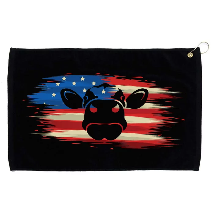 American Cow Flag 4th Of July Funny Cow Patriotic Grommeted Golf Towel