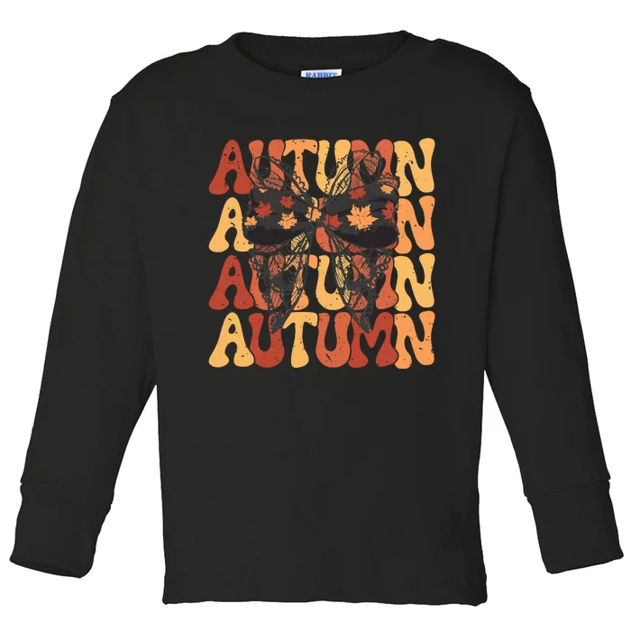 Autumn Coquette Fall Cozy Season Toddler Long Sleeve Shirt