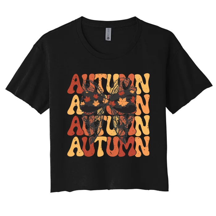 Autumn Coquette Fall Cozy Season Women's Crop Top Tee