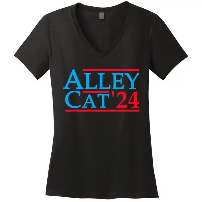 Alley Cat For President Trump 2024 Women's V-Neck T-Shirt