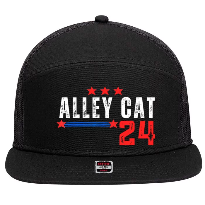 Alley Cat For President Trump 2024 7 Panel Mesh Trucker Snapback Hat