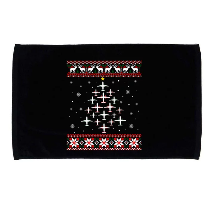 Airplane Christmas Funny Ugly Xmas Sweater Gift Microfiber Hand Towel