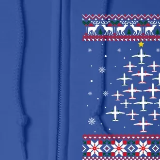 Airplane Christmas Funny Ugly Xmas Sweater Gift Full Zip Hoodie