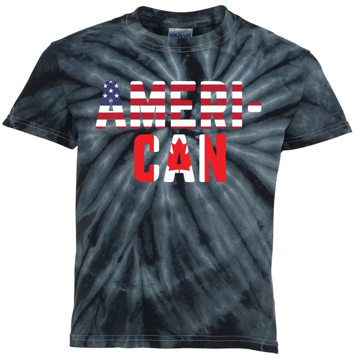 American Canadian Flag America Canada Patriotic Kids Tie-Dye T-Shirt