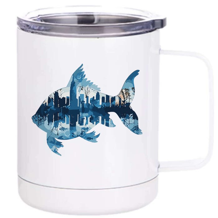 Aesthetic City Fish Front & Back 12oz Stainless Steel Tumbler Cup