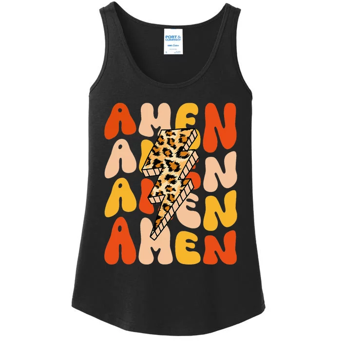 A Christian Faith Jesus Believer Lighting Bolt Leopard Ladies Essential Tank