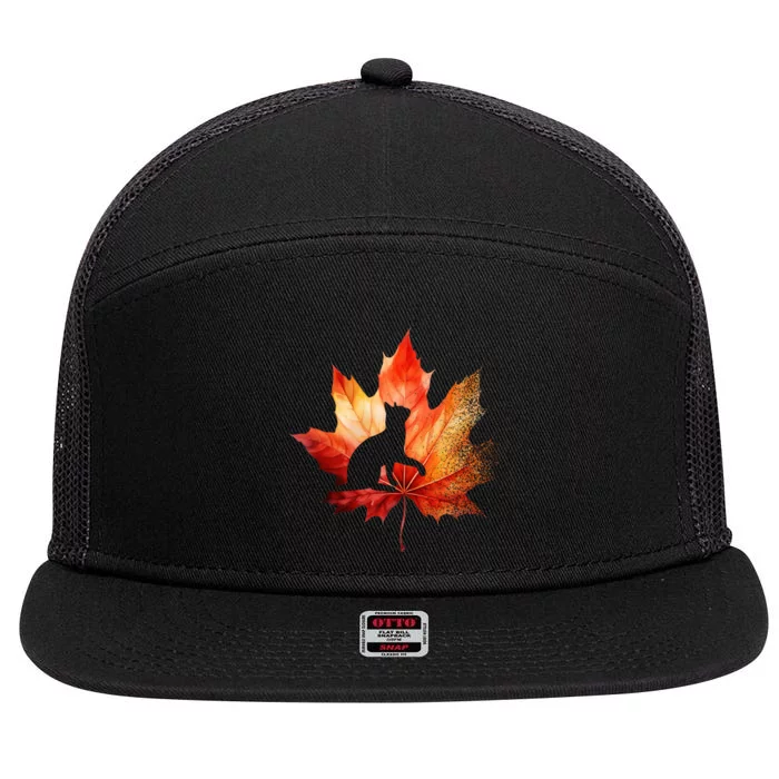 Autumn Cat Fall Lover 7 Panel Mesh Trucker Snapback Hat