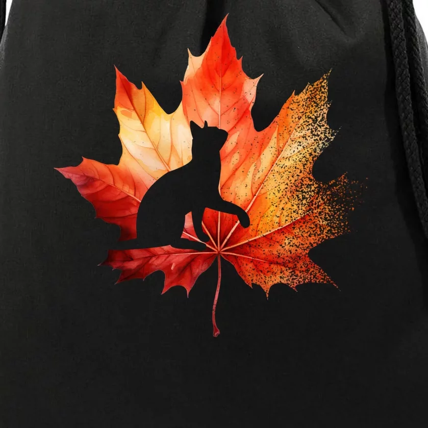 Autumn Cat Fall Lover Drawstring Bag