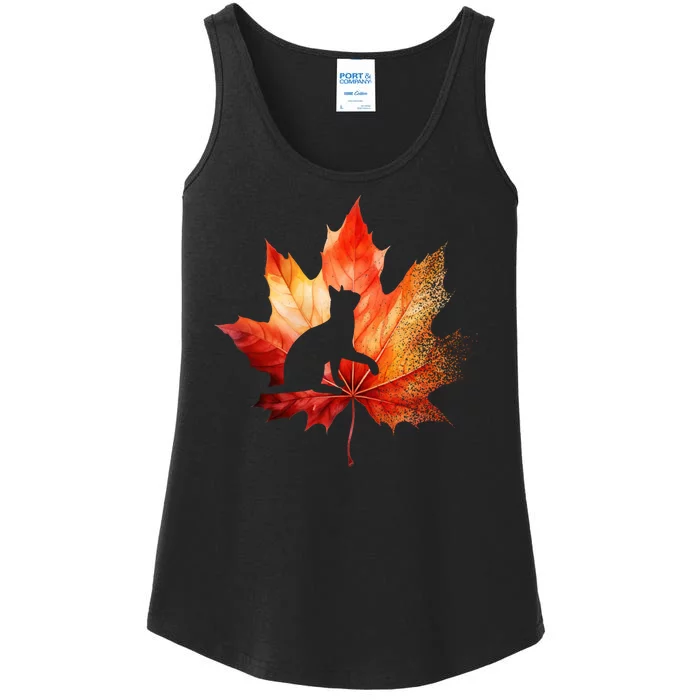 Autumn Cat Fall Lover Ladies Essential Tank