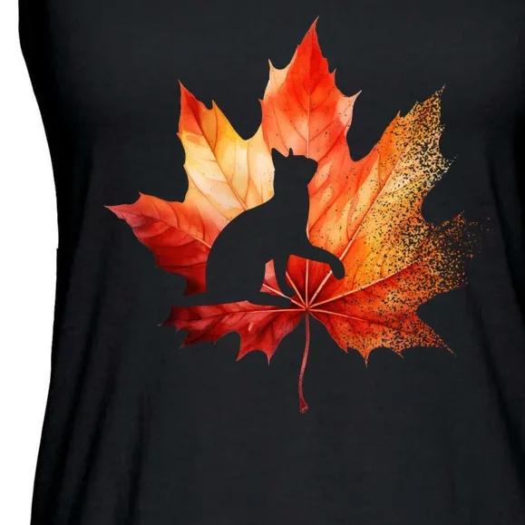 Autumn Cat Fall Lover Ladies Essential Flowy Tank