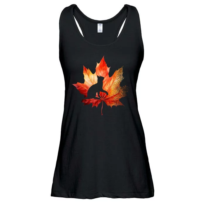 Autumn Cat Fall Lover Ladies Essential Flowy Tank