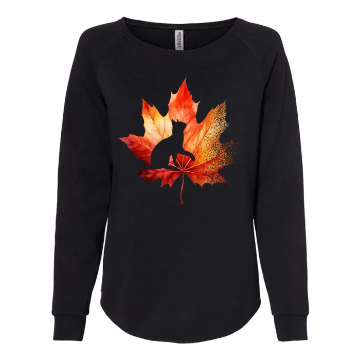 Autumn Cat Fall Lover Womens California Wash Sweatshirt