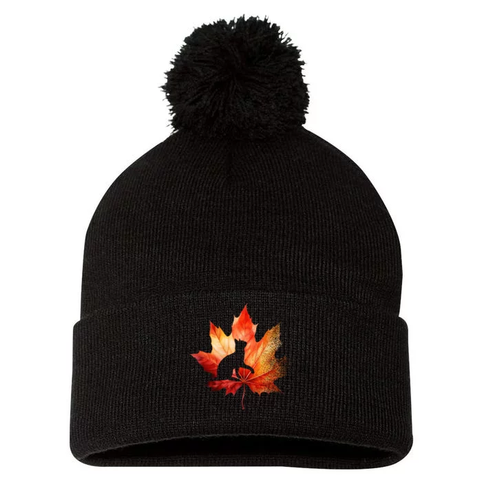 Autumn Cat Fall Lover Pom Pom 12in Knit Beanie