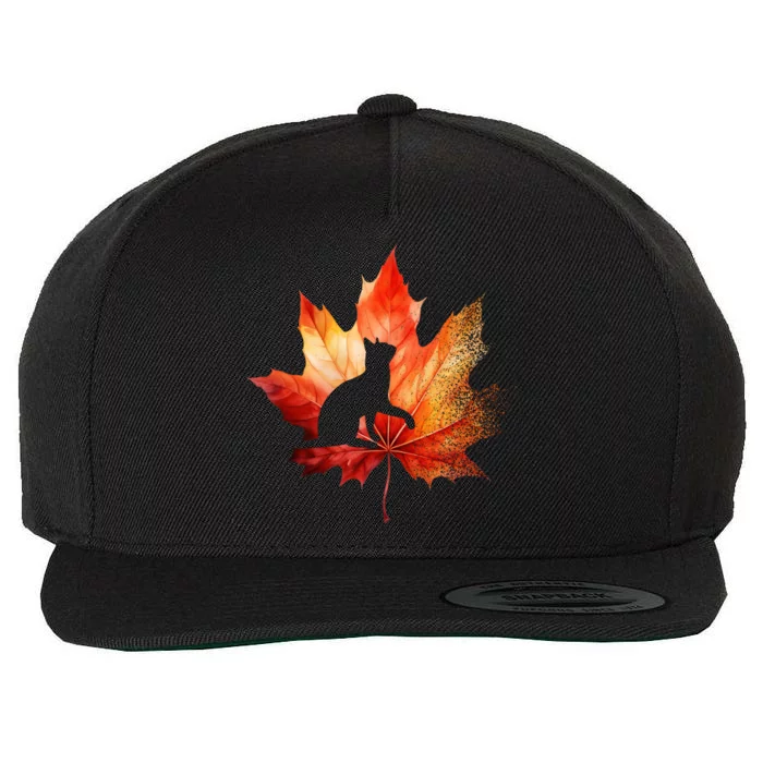 Autumn Cat Fall Lover Wool Snapback Cap