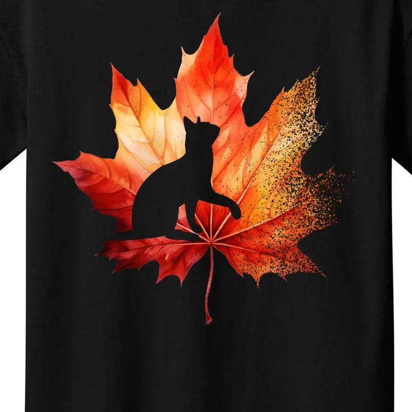 Autumn Cat Fall Lover Kids T-Shirt