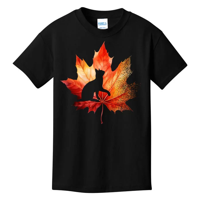 Autumn Cat Fall Lover Kids T-Shirt