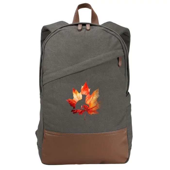 Autumn Cat Fall Lover Cotton Canvas Backpack