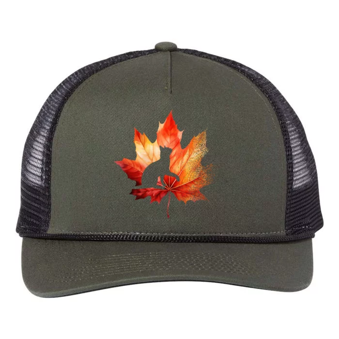 Autumn Cat Fall Lover Retro Rope Trucker Hat Cap