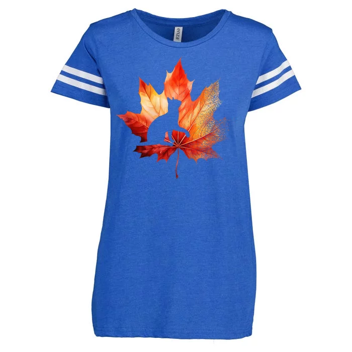 Autumn Cat Fall Lover Enza Ladies Jersey Football T-Shirt