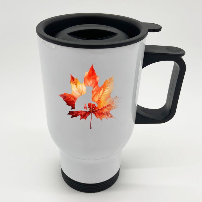 Autumn Cat Fall Lover Front & Back Stainless Steel Travel Mug