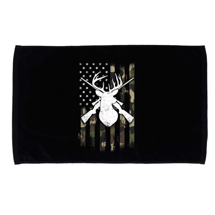 American Camouflage Flag Whitetail Buck Deer Hunting Funny Gift Great Gift Microfiber Hand Towel