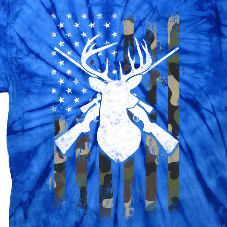 American Camouflage Flag Whitetail Buck Deer Hunting Funny Gift Great Gift Tie-Dye T-Shirt